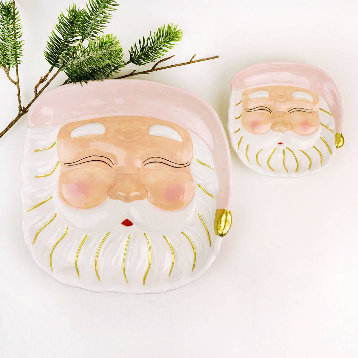 Santa Dessert Plate Pink