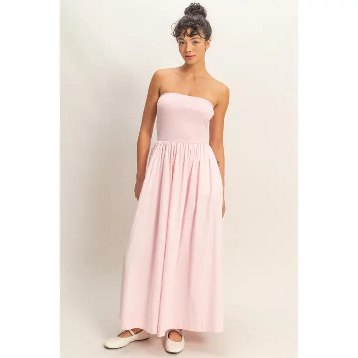 Strapless Midi Dress Pink