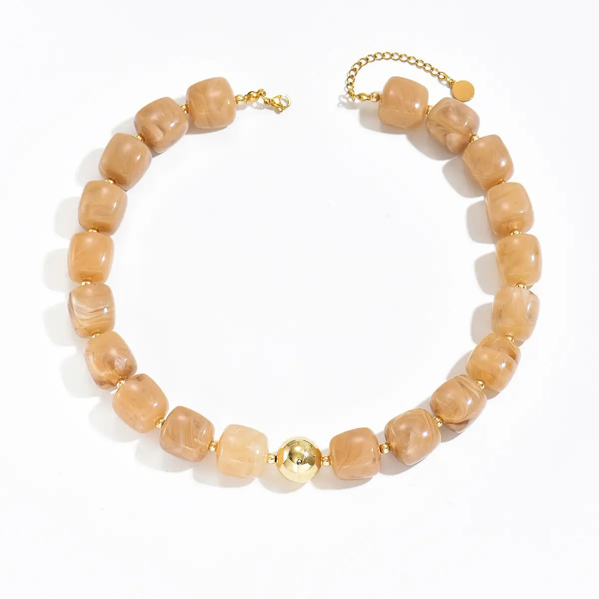 Geo Resin Bead Necklace Apricot