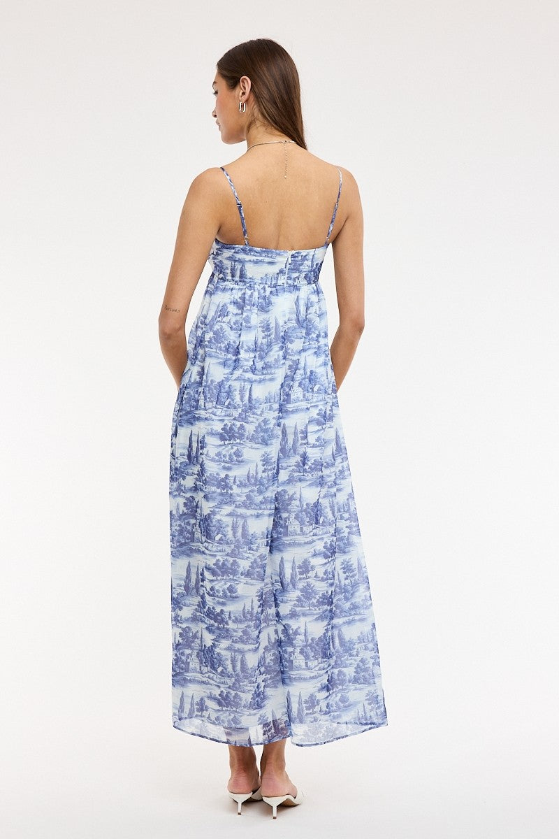 Navy Blue Forest Maxi Dress - Clothe Boutique