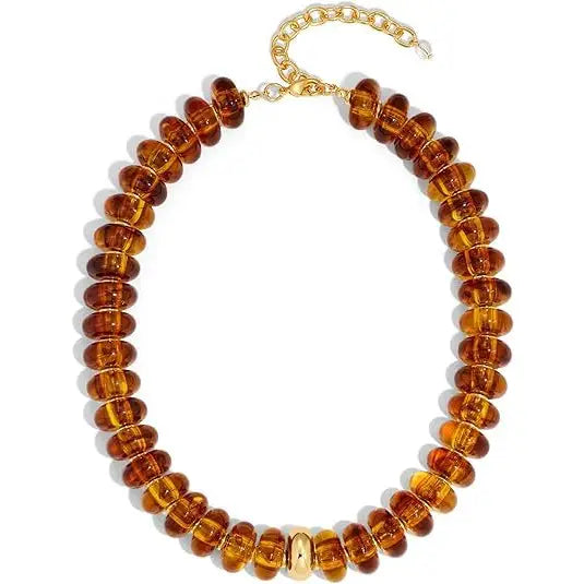 Resin Beaded Necklace Brown