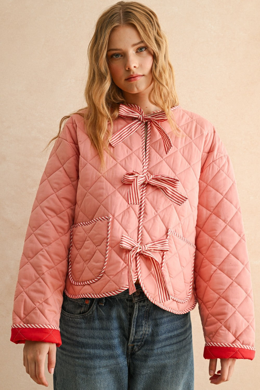 Tie Front Quilted Jacket