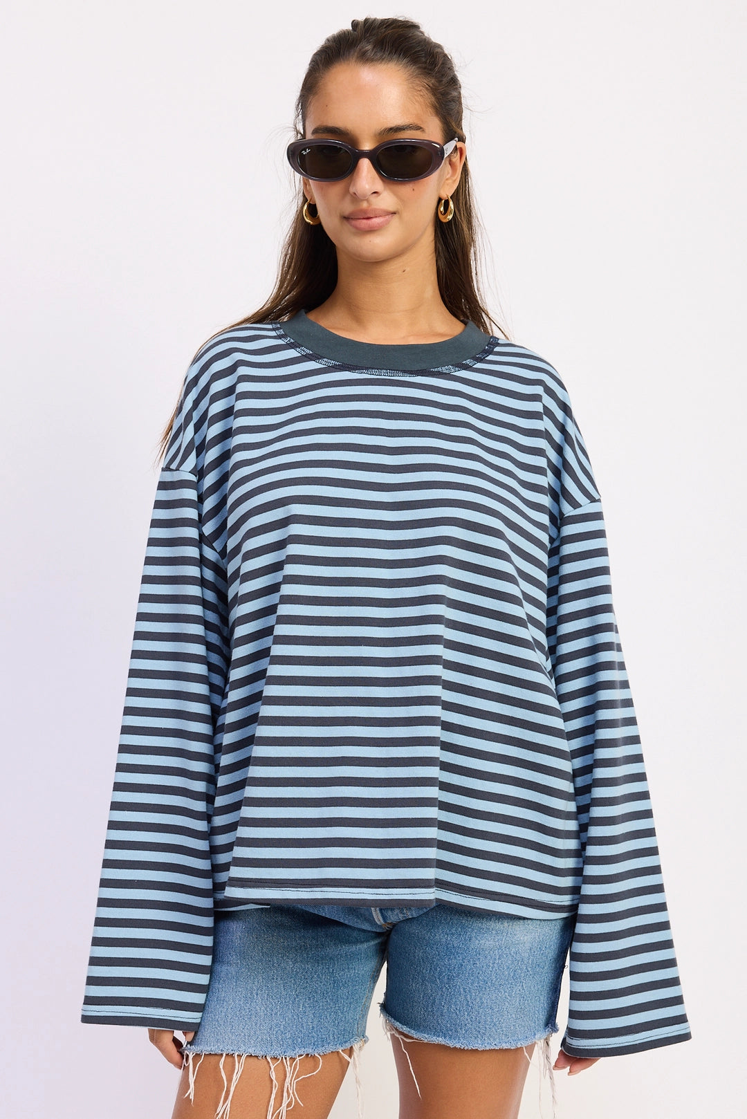 Striped Long Sleeve T-shirt Blue