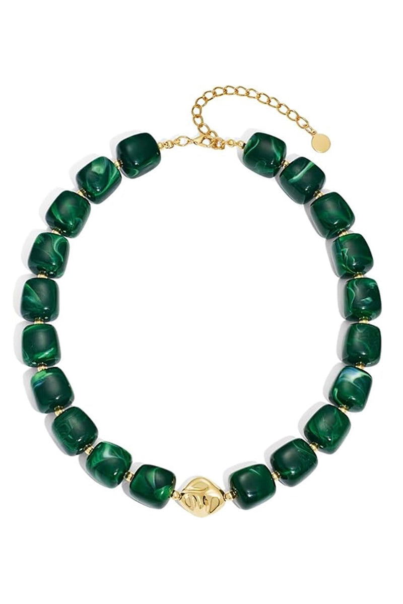 Chunky Beaded Necklace Green