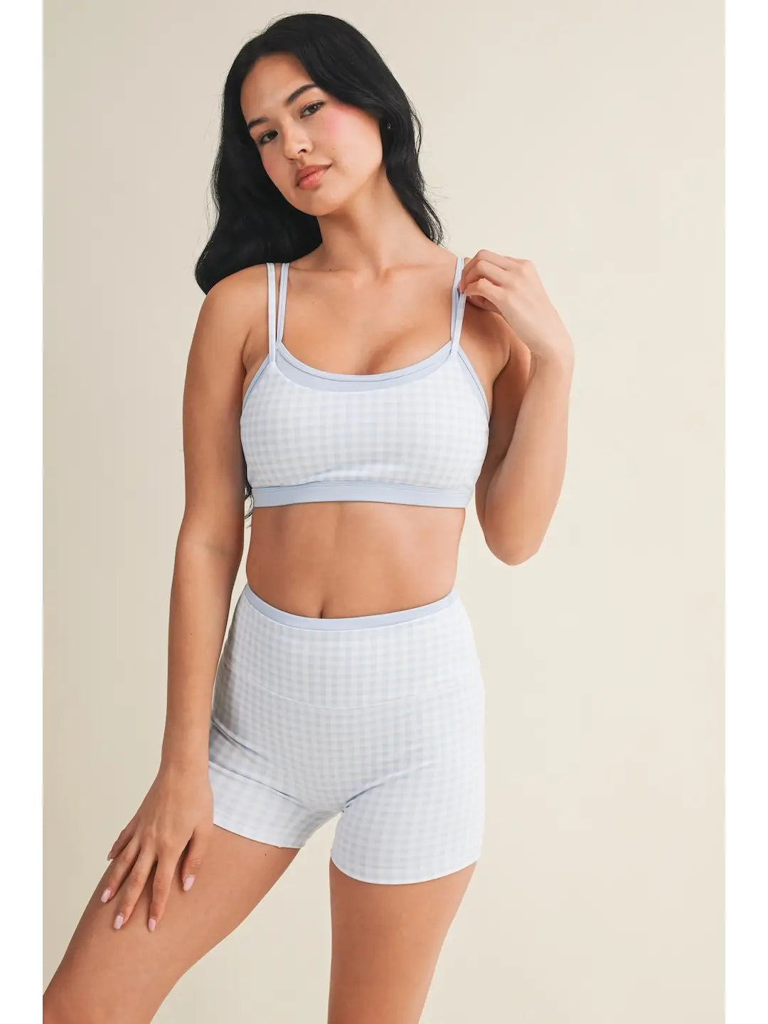 Gingham Biker Shorts Blue