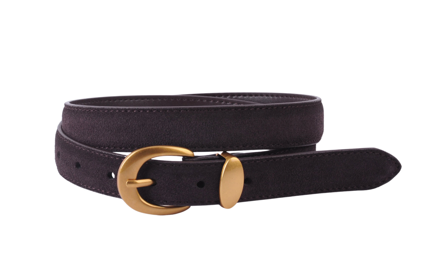 Suede Curved Belt Chocolate