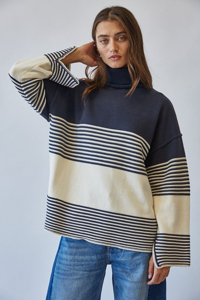 Boston Stripe Turtleneck Sweater