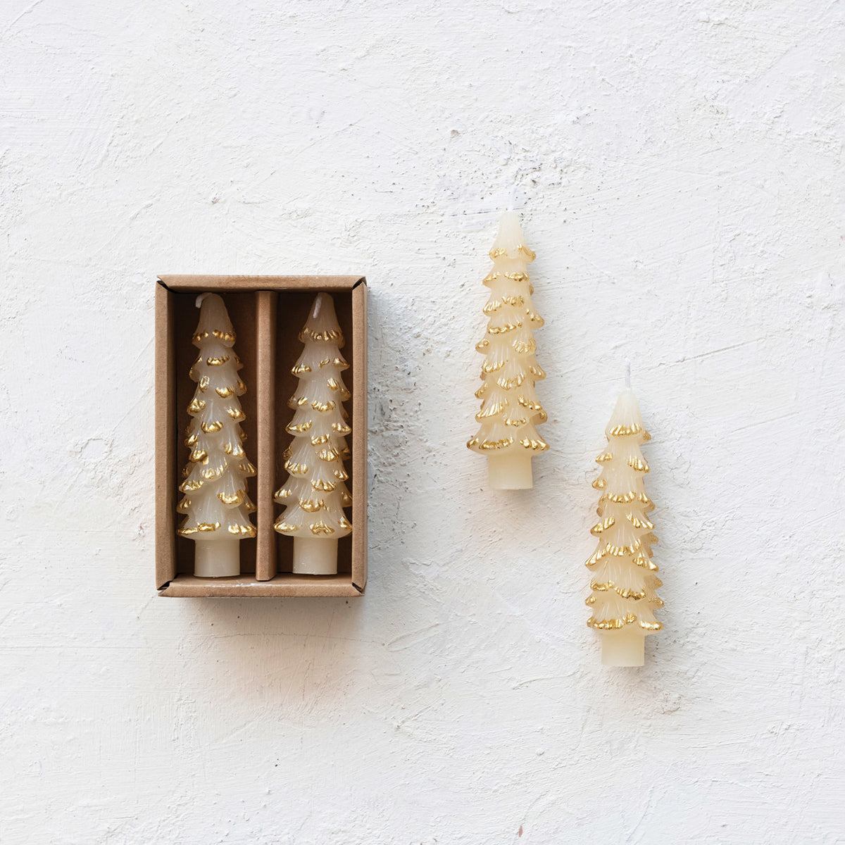 Tree Shaped Small Taper Candles Set of 2