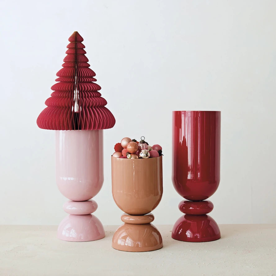 Red Enamel Footed Vase