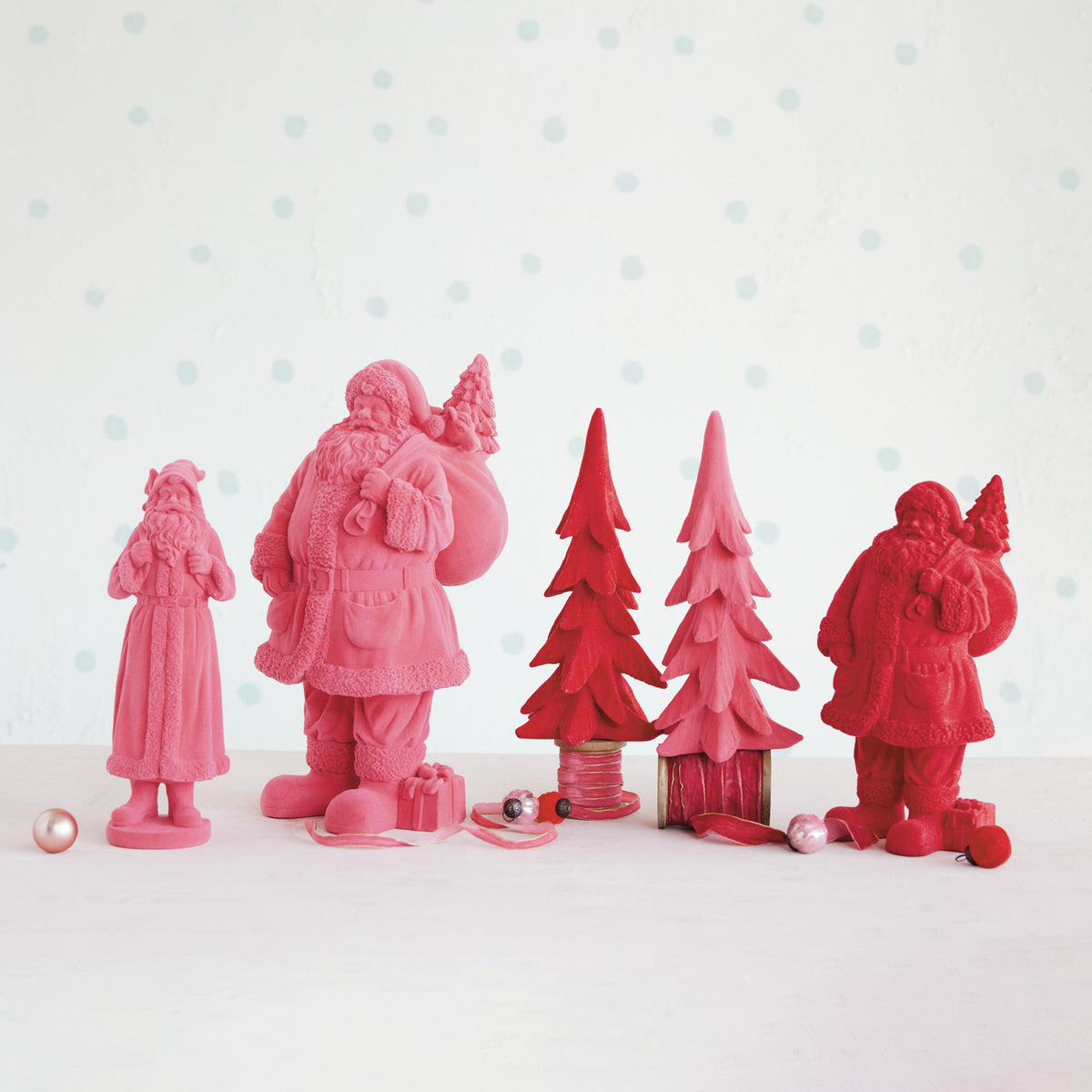 Red Flocked Santa