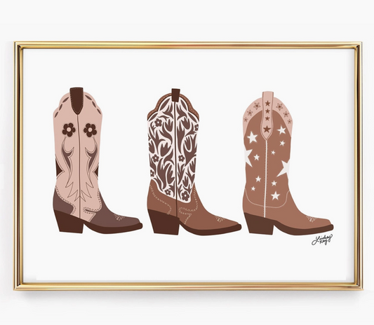 Brown Cowboy Boots Art Print