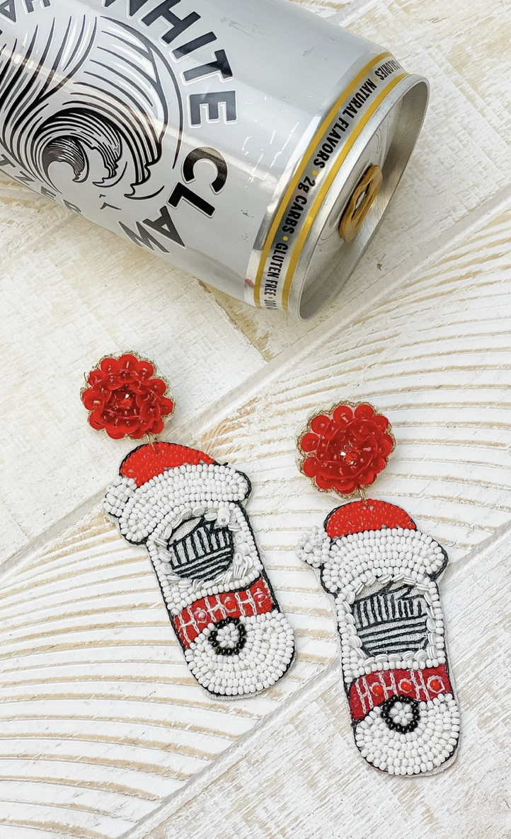 Santa Seltzer Beaded Earrings - Clothe Boutique