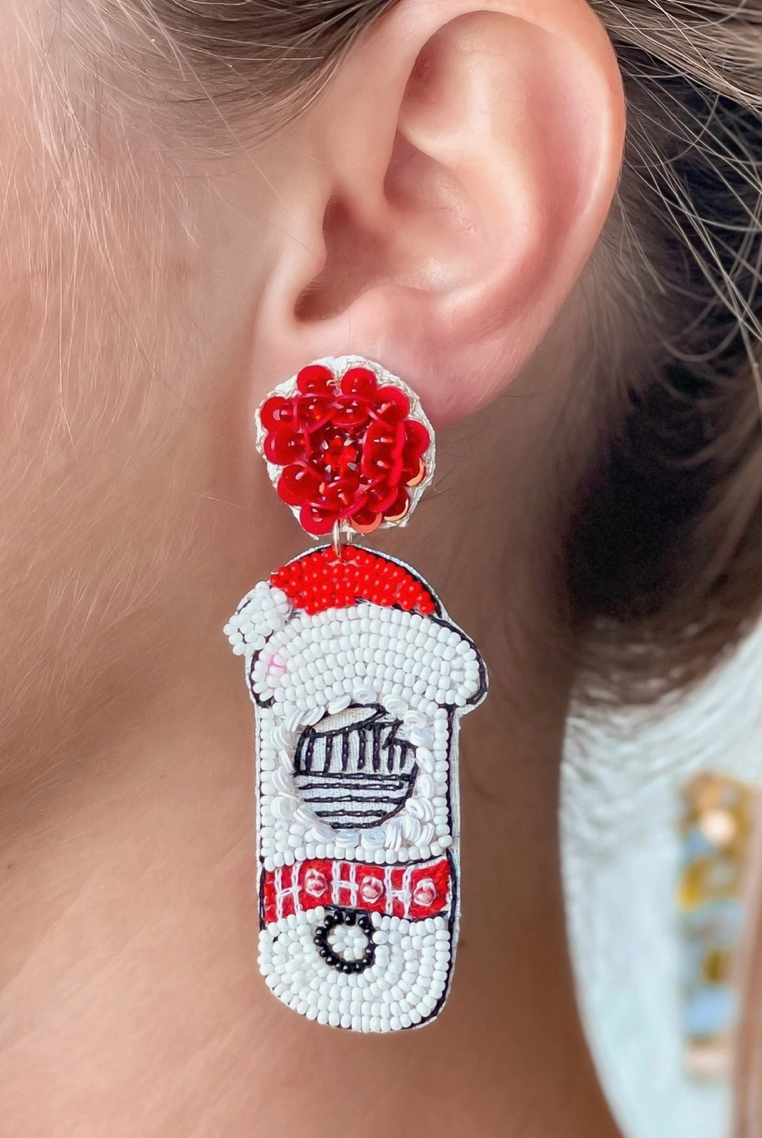 Santa Seltzer Beaded Earrings - Clothe Boutique