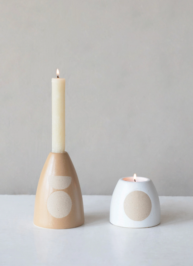 Stoneware Taper Holder - Clothe Boutique