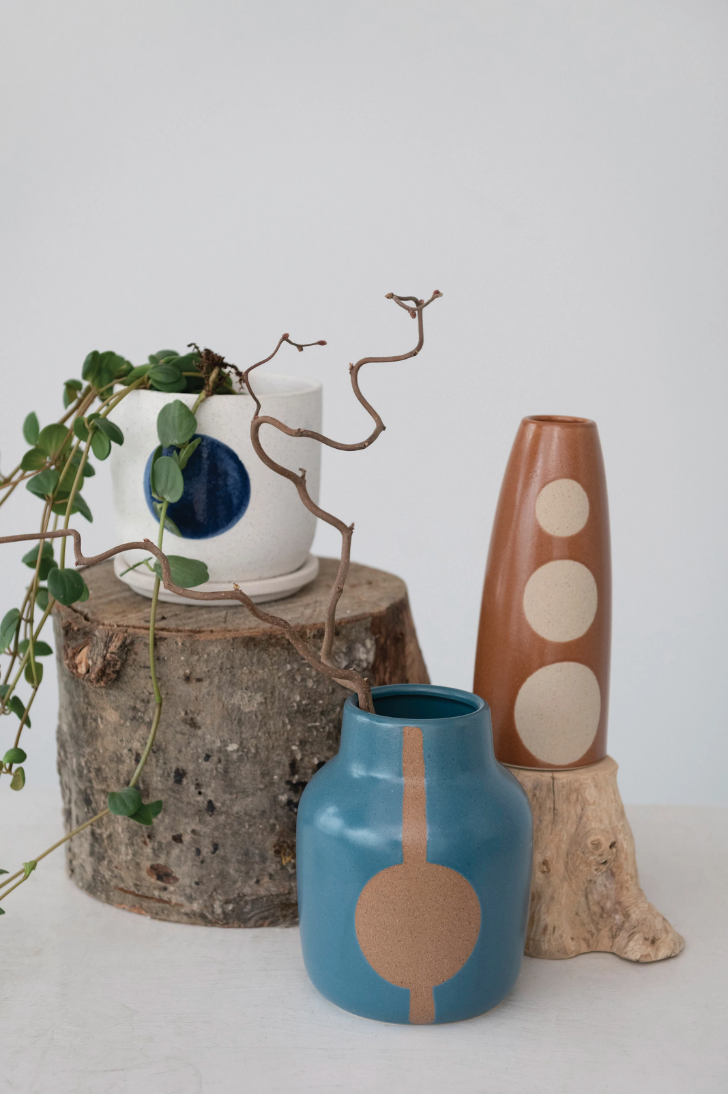 Stoneware Circles Vase - Clothe Boutique