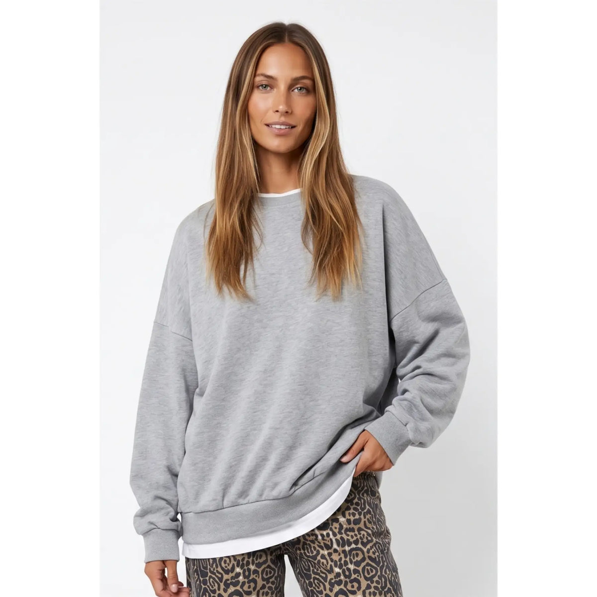 Heather Grey Layered Crewneck