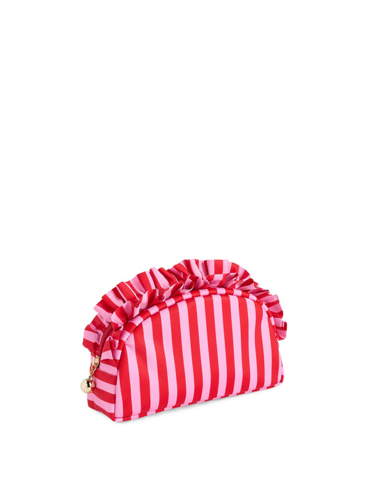 Stripe Ruffle Zip Pouch M