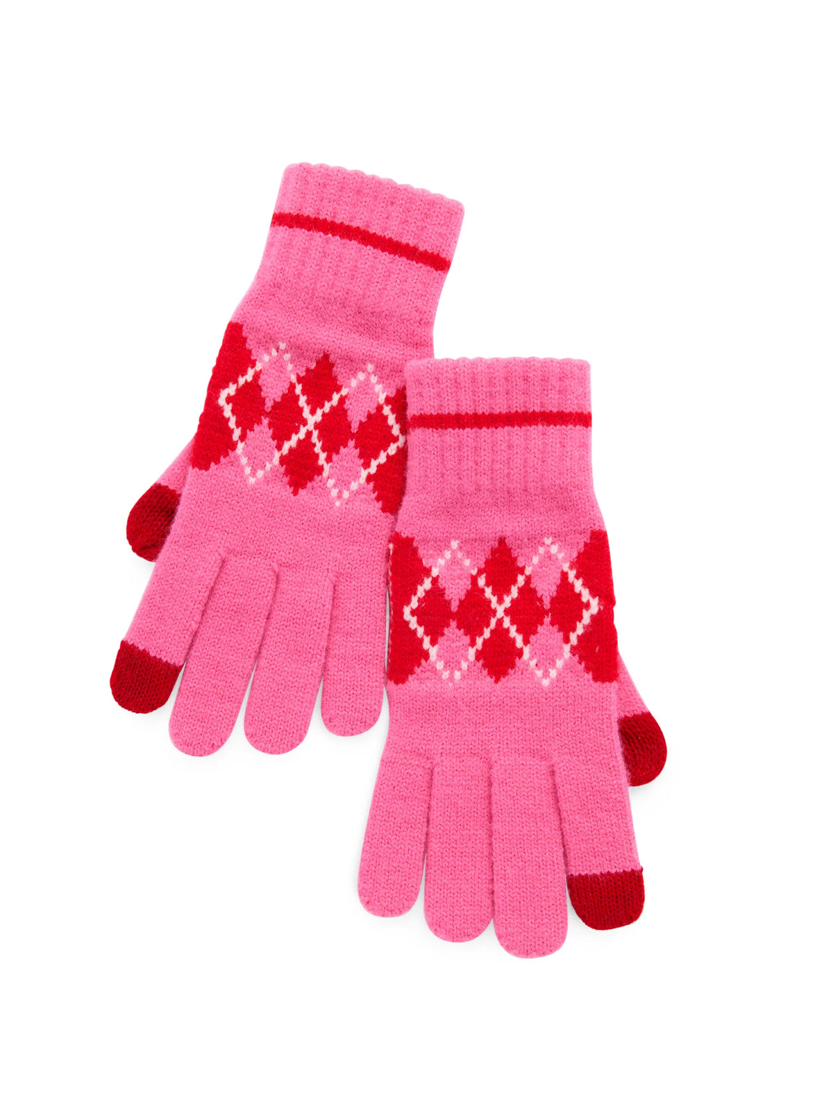 Argyle Touchscreen Gloves Pink