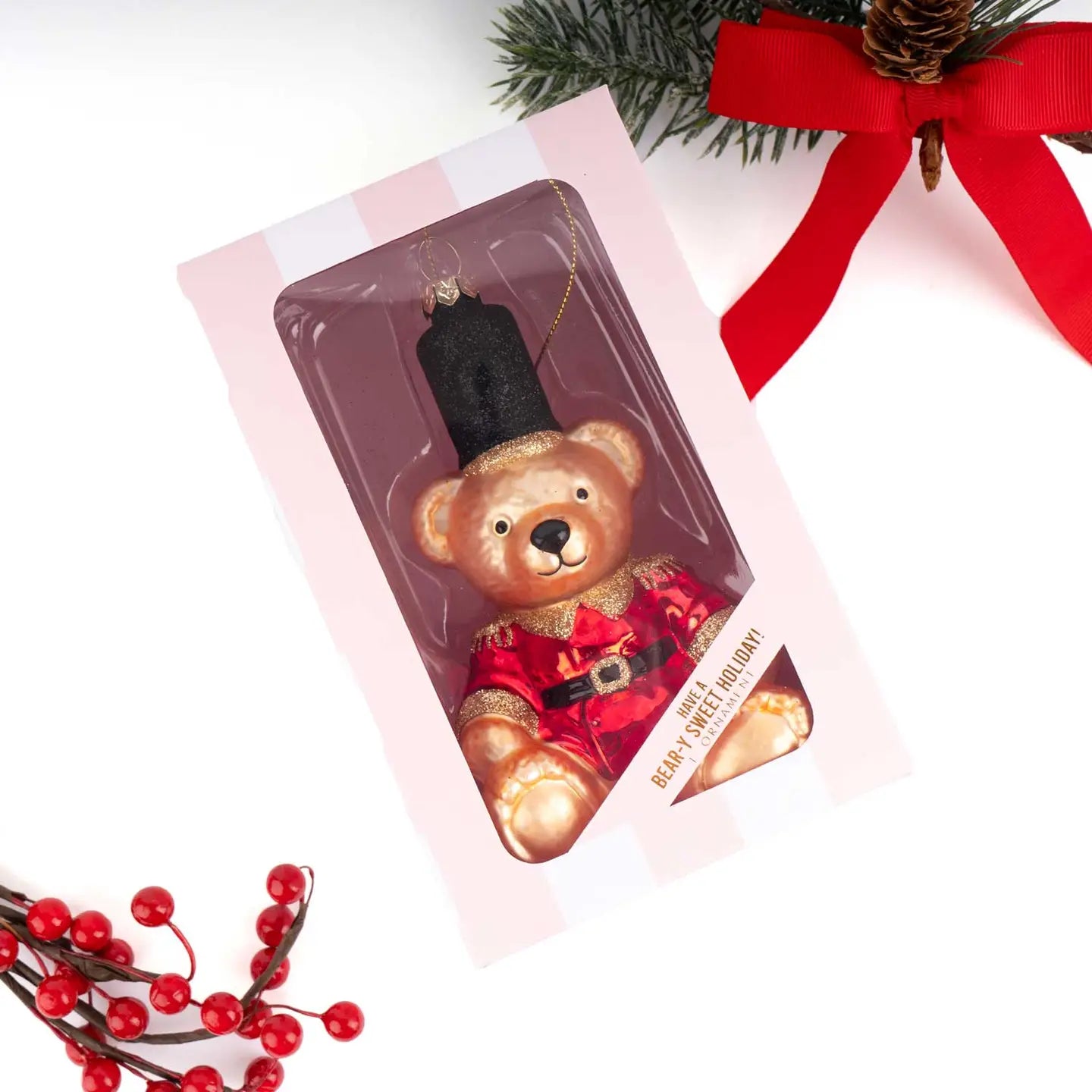 Red Bear Glass Ornament