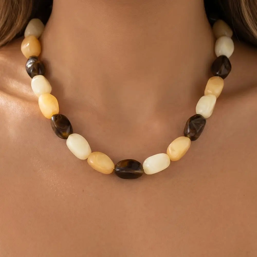 Brown Marble Bead Necklace