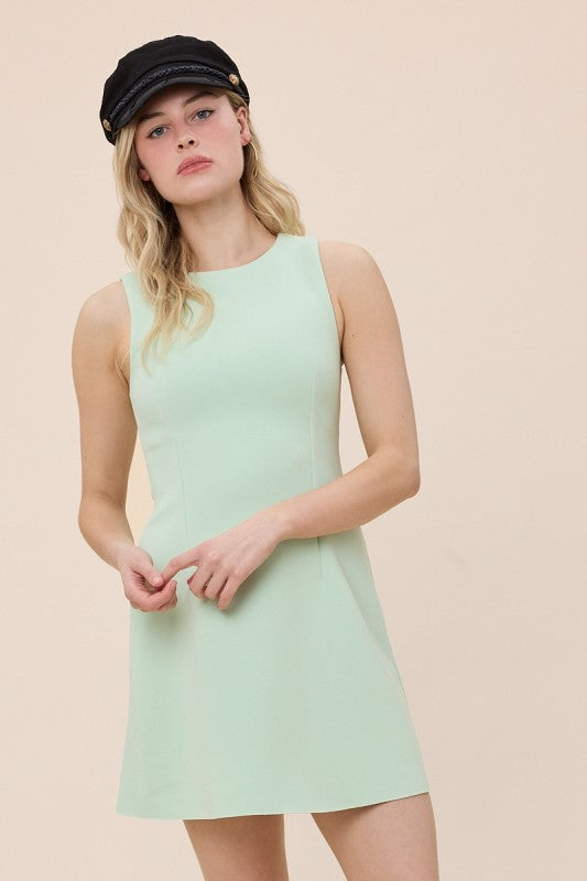 Sage Boat Neck Shift Dress