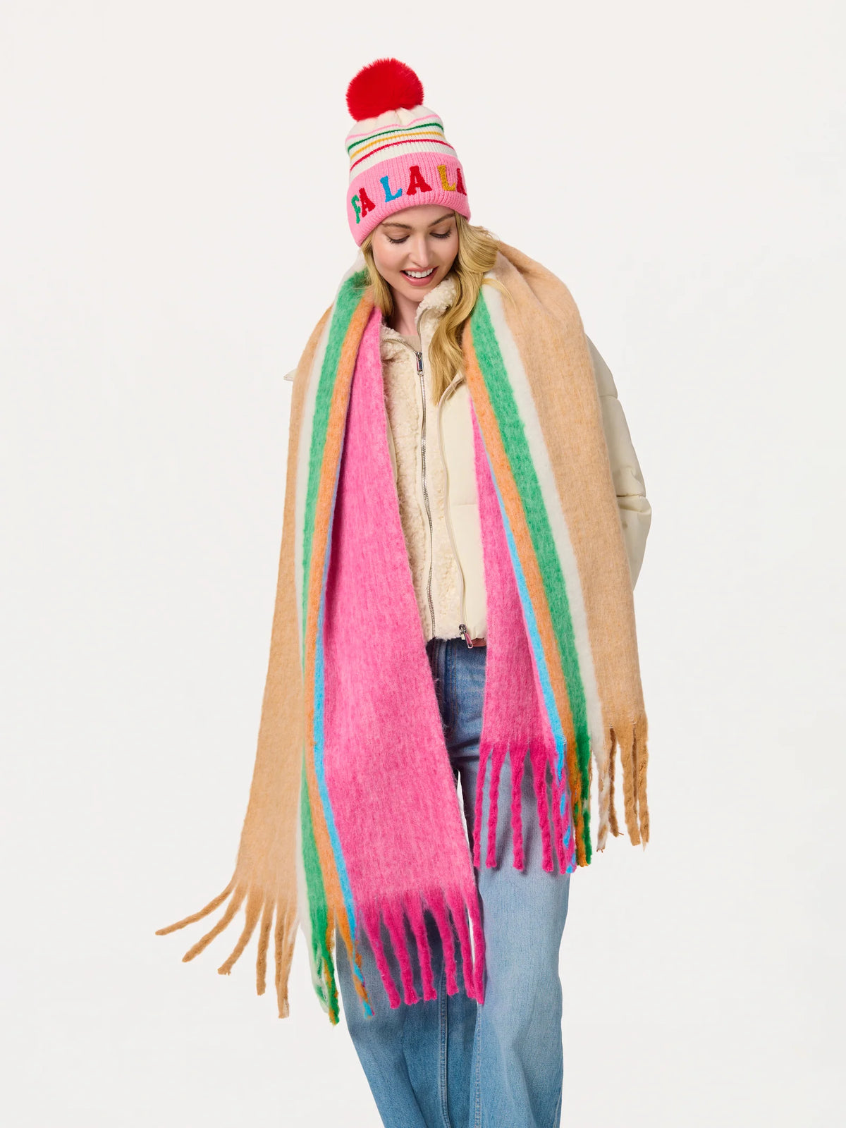 Fa La La Striped Beanie