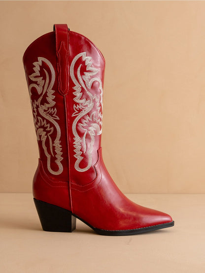 Amaya Cherry Western Boots - Clothe Boutique