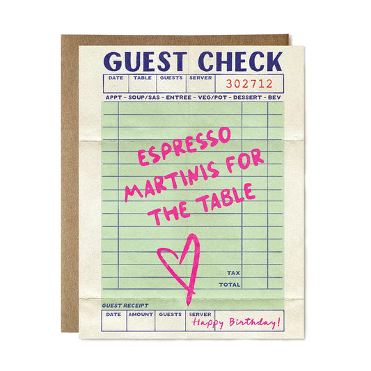 Espresso Martini Guest Check Card
