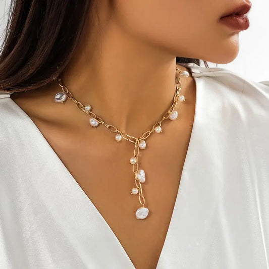 Y Pearl Drop Necklace