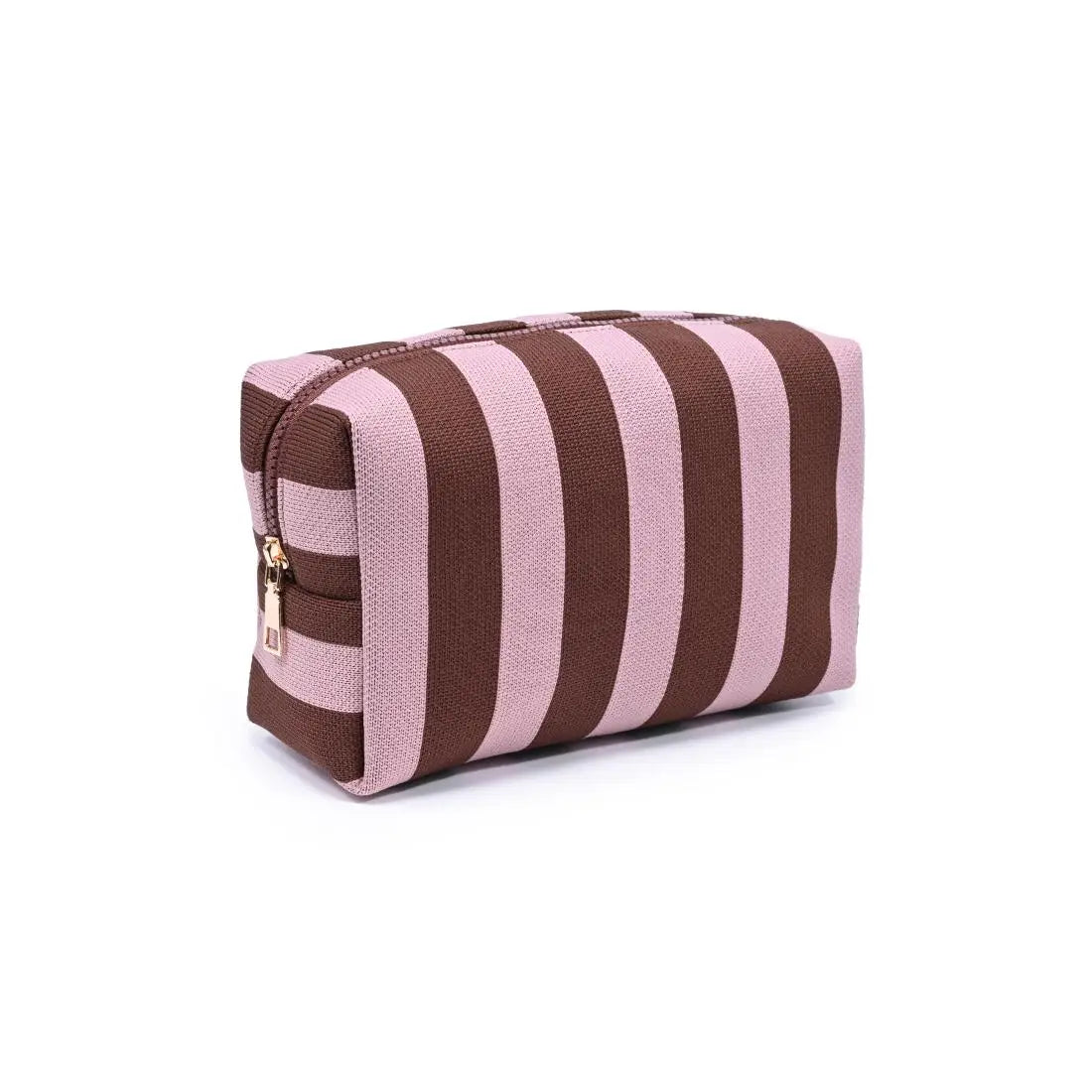 Stripe Cosmetic Pouch Pink/Brown