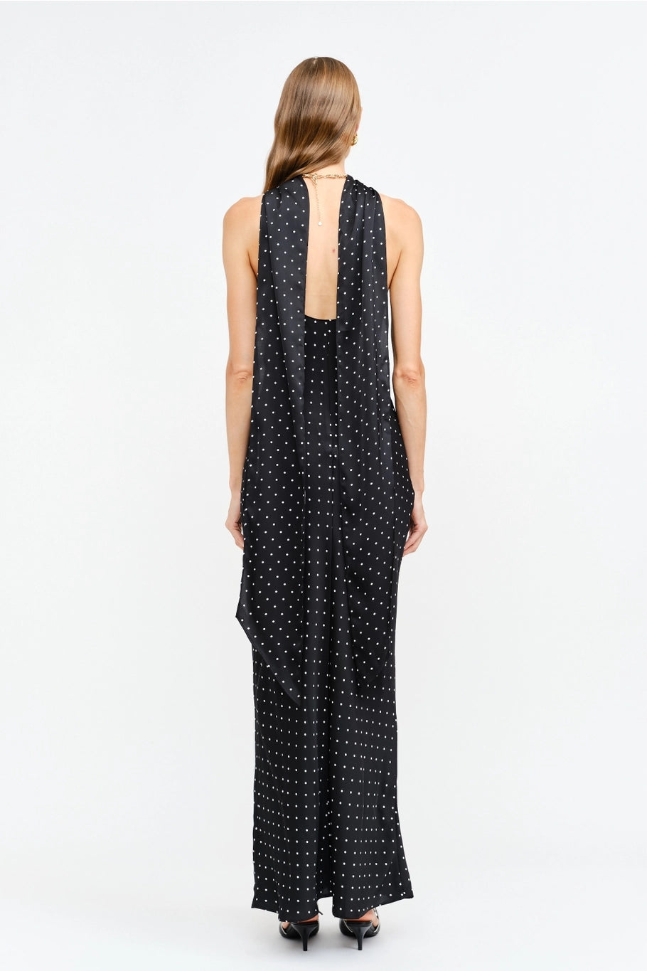 Magdalena Polka Dot Halter Maxi