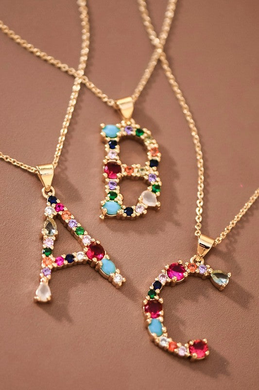 Gemstone Initial Necklace
