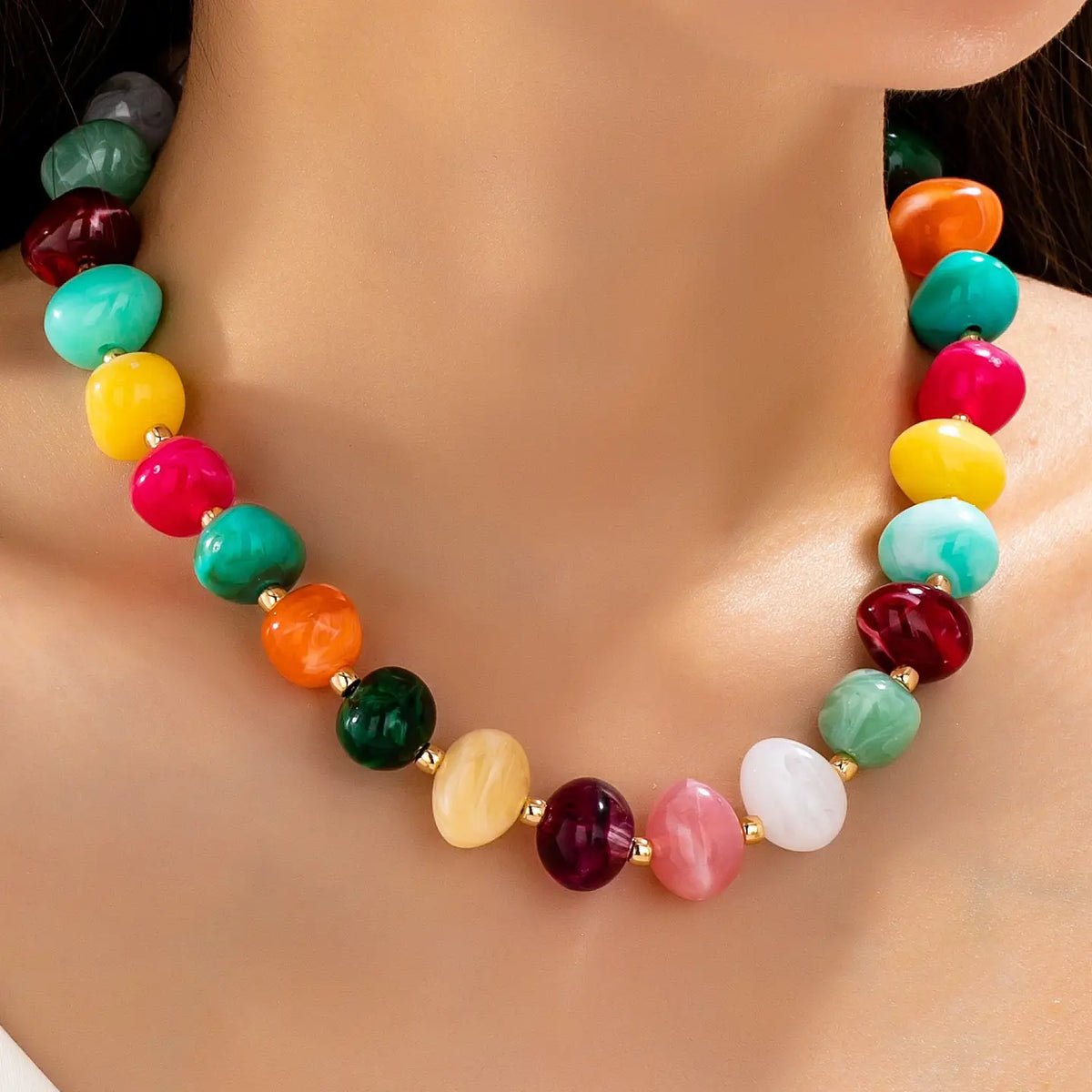 Multi Color Pebble Necklace