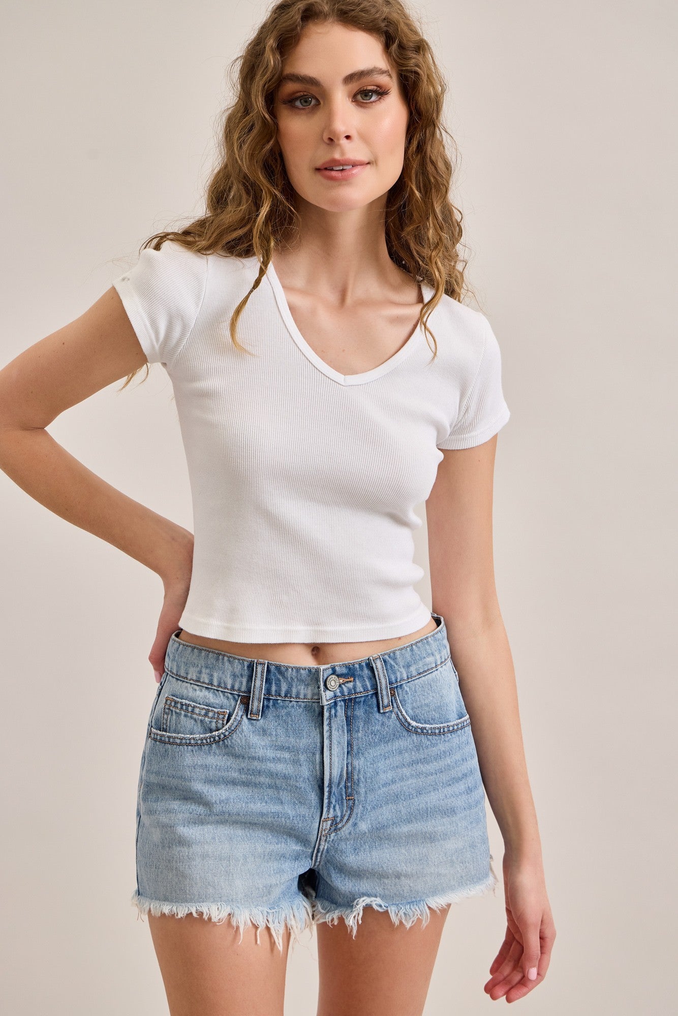 Mom Shorts w/ Raw Hem - Clothe Boutique