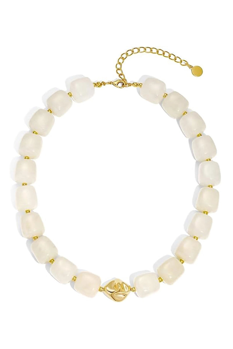 Chunky Beaded Necklace Ivory