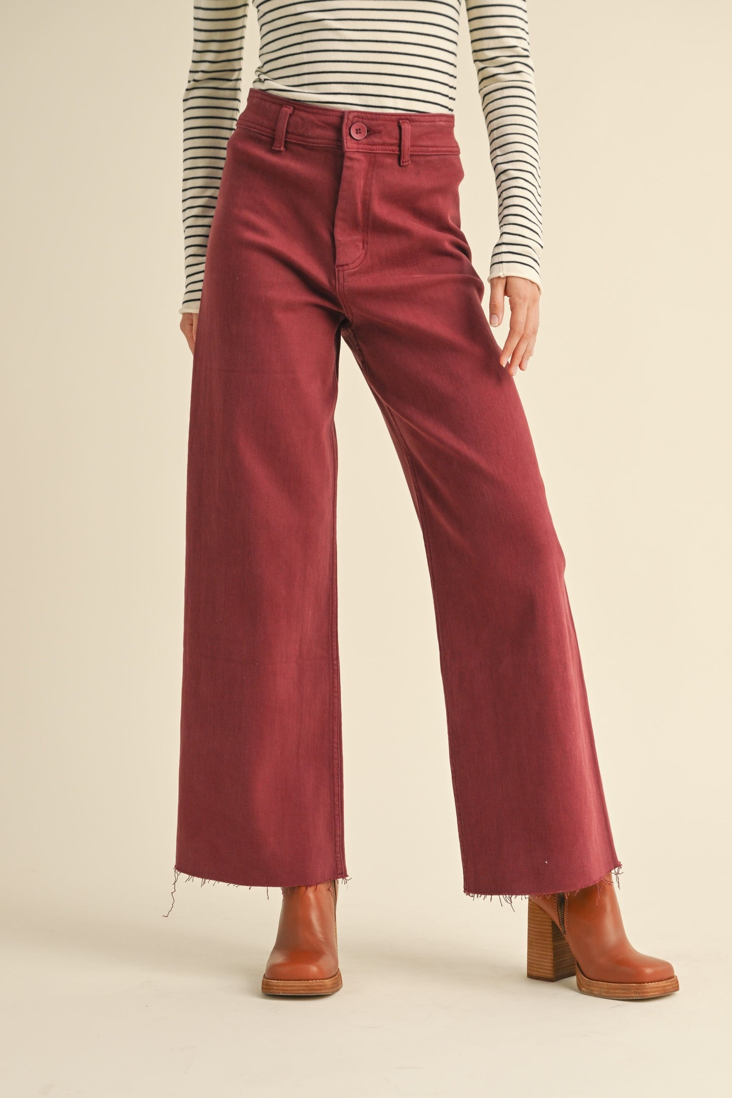 Maroon Straight Leg Pants
