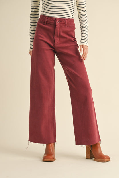 Maroon Straight Leg Pants