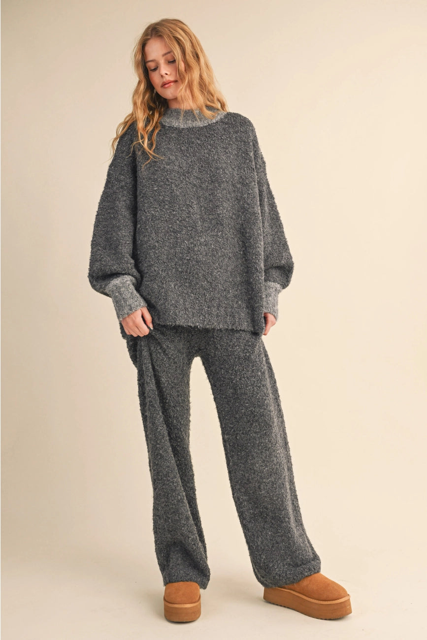 Charcoal Fuzzy Lounge Pants Set of 2