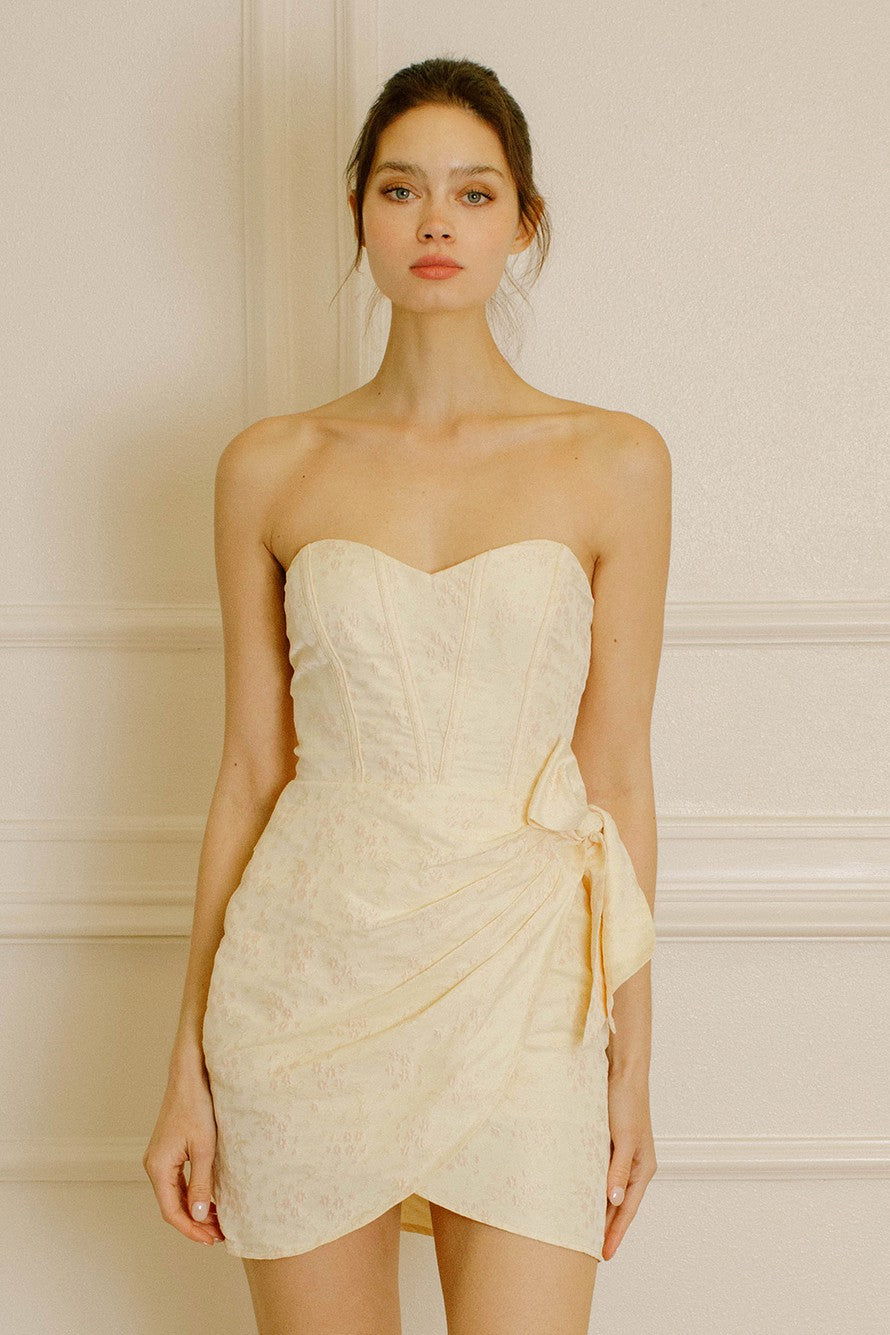 Cream Floral Print Corset Mini Dress - Clothe Boutique