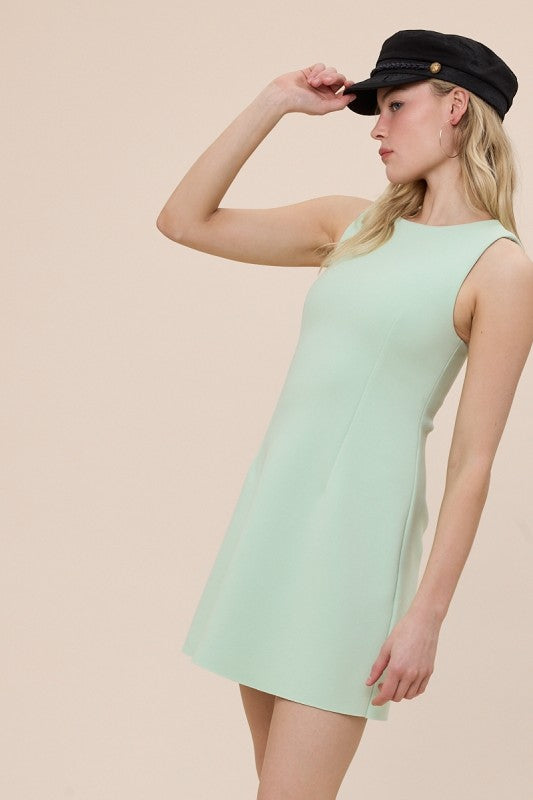 Sage Boat Neck Shift Dress