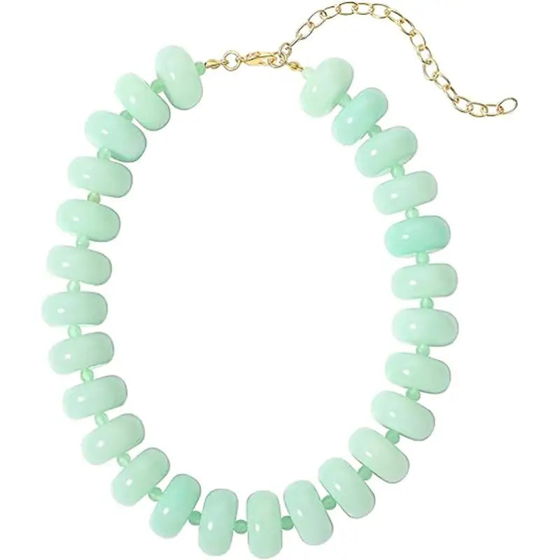 Round Resin Bead Necklace Mint