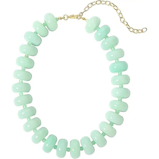 Round Resin Bead Necklace Mint