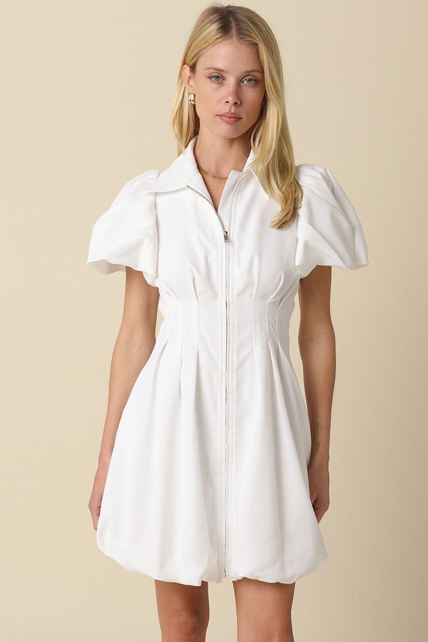 Melissa Bubble Mini Dress White - Clothe Boutique