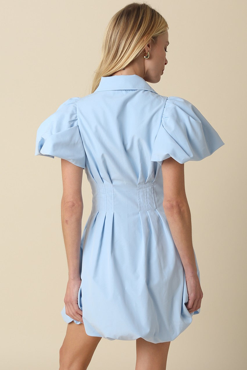Melissa Bubble Mini Dress Light Blue - Clothe Boutique