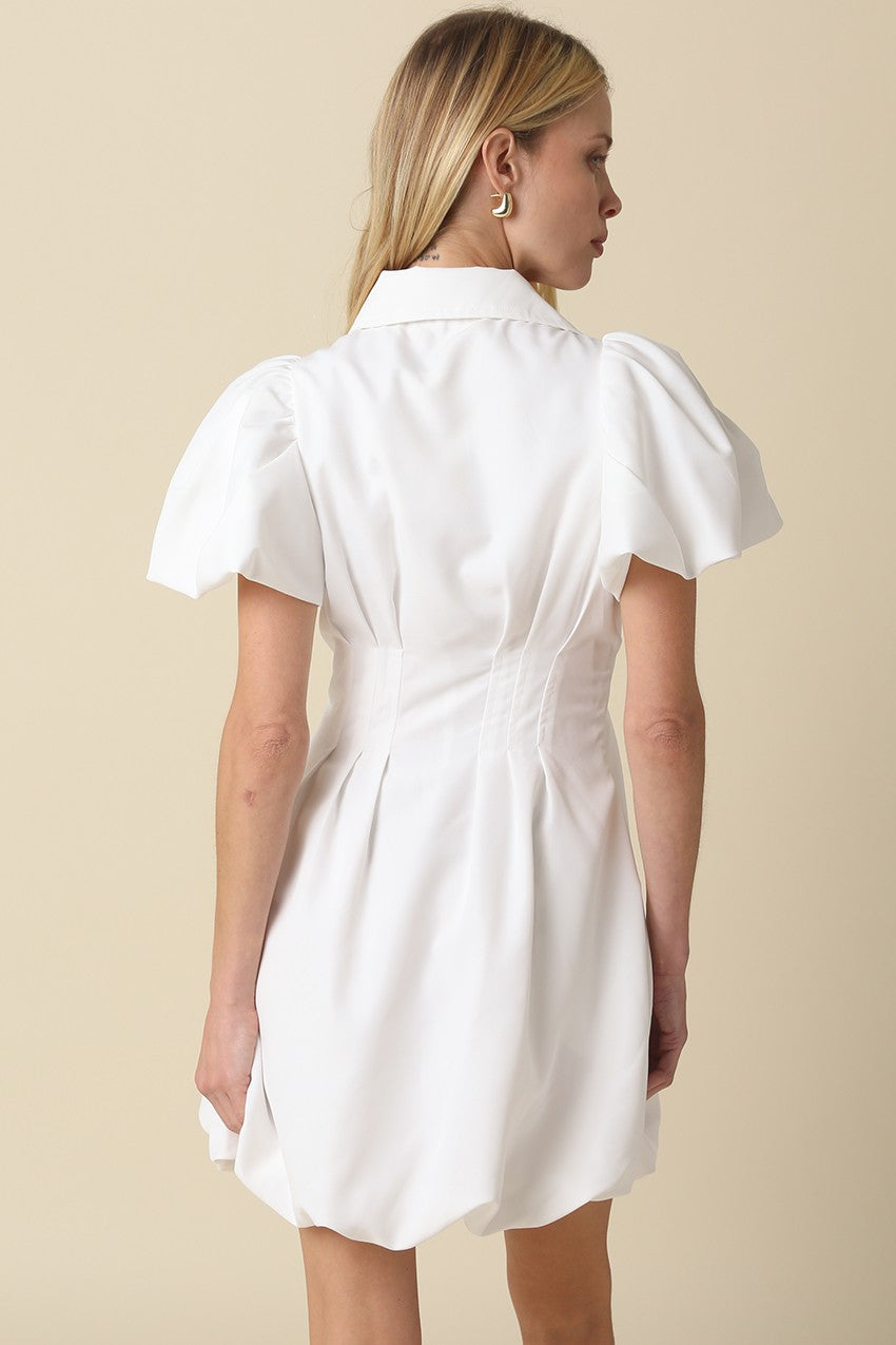 Melissa Bubble Mini Dress White - Clothe Boutique