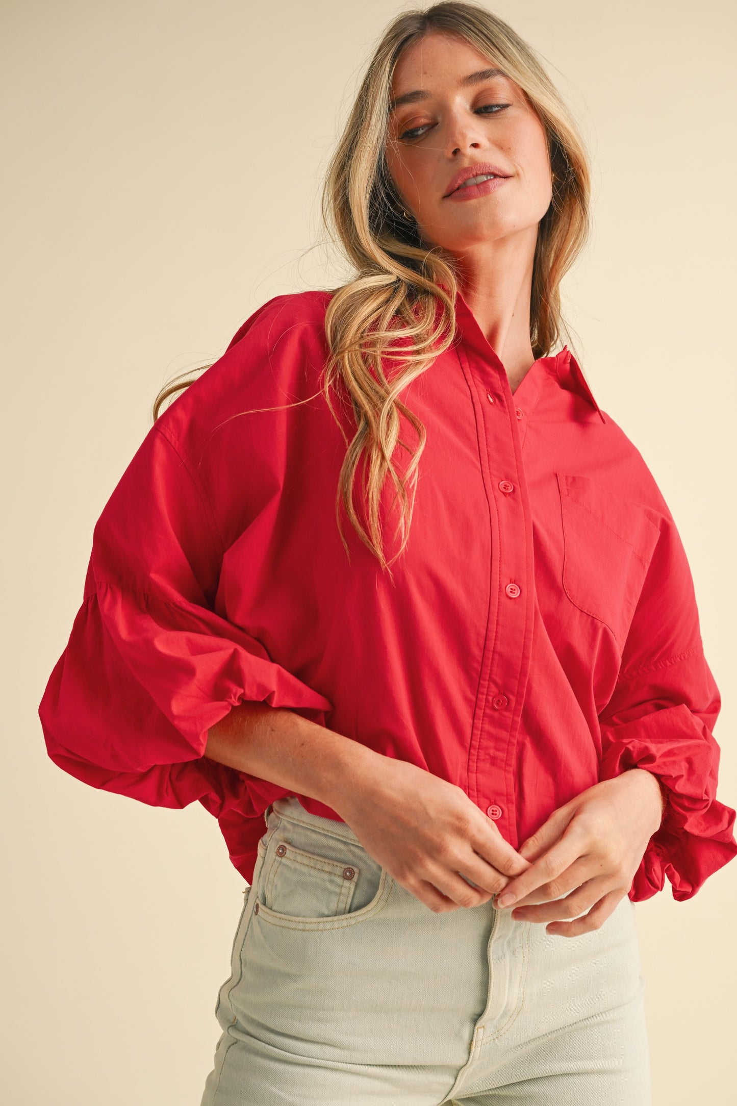 Collared Button Down Red