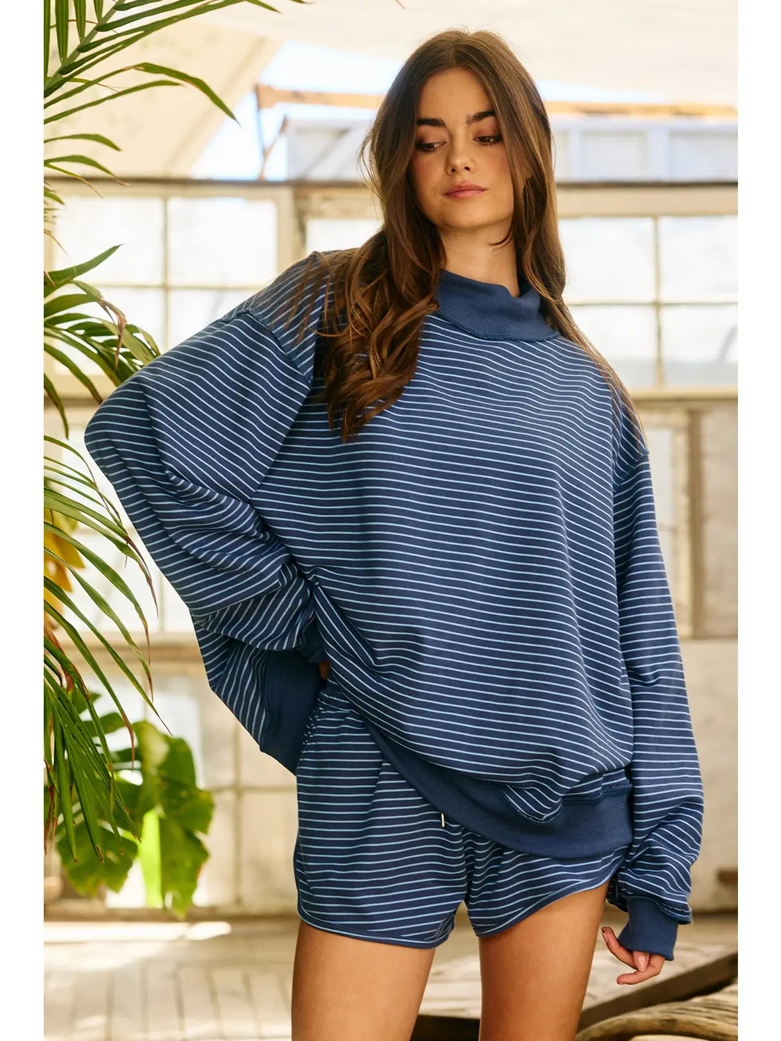 Striped Mockneck Navy/Blue