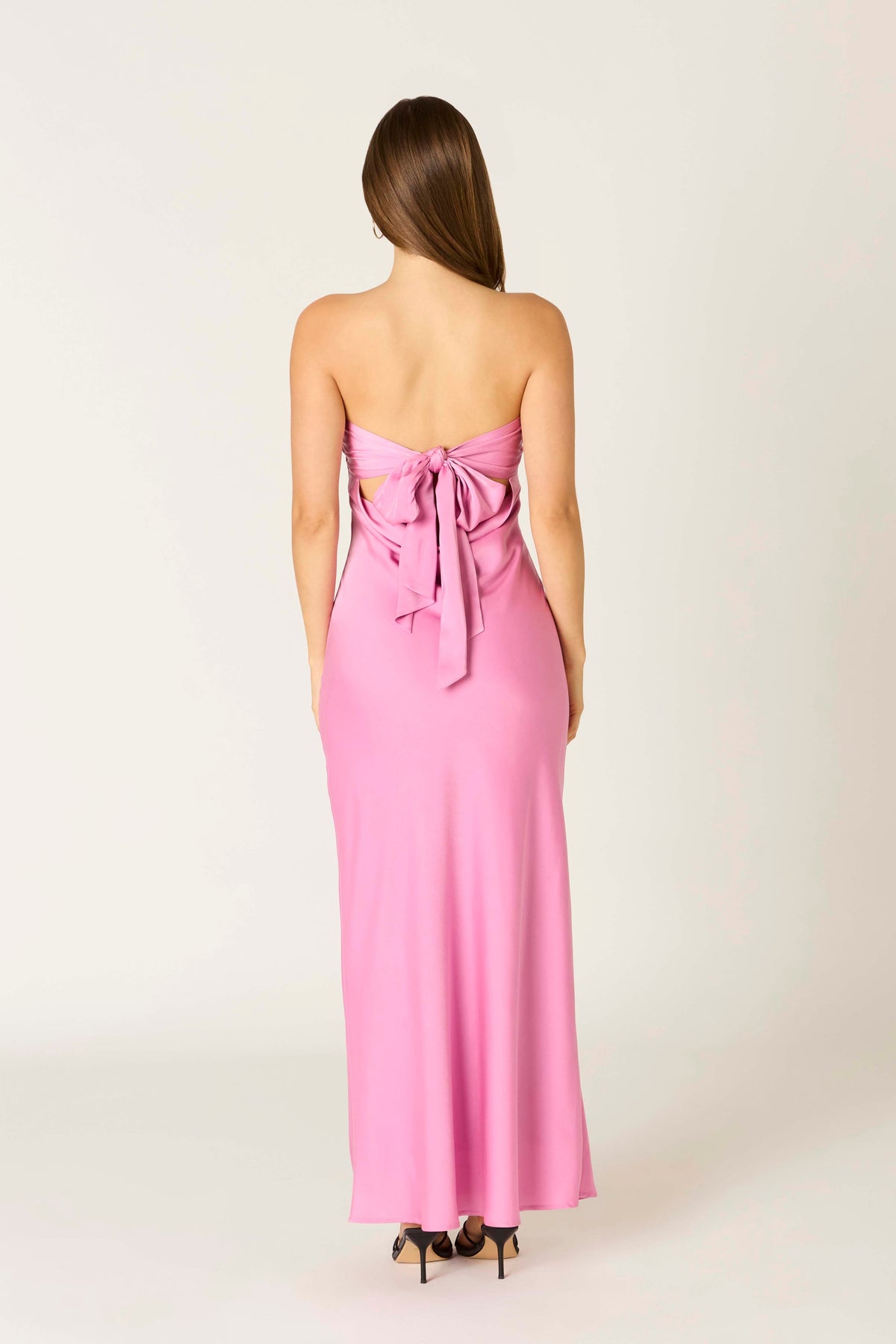 Satin Strapless Maxi Dress Peony