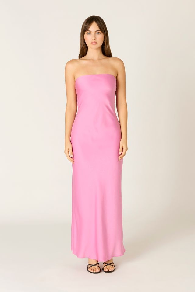 Strapless Satin Dress Peony