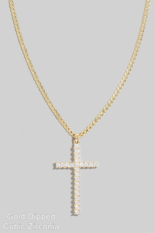 Large Pave Cross Necklace
